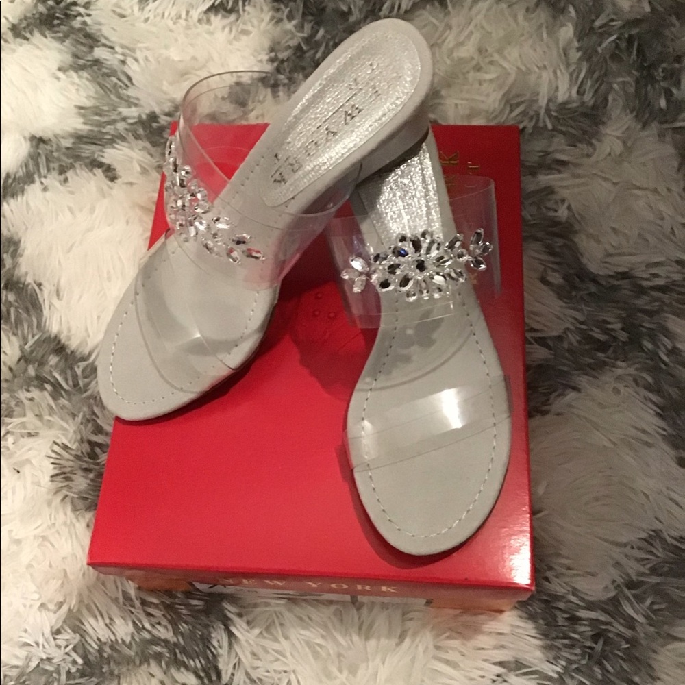 Studded Transparent Wedge Sandals